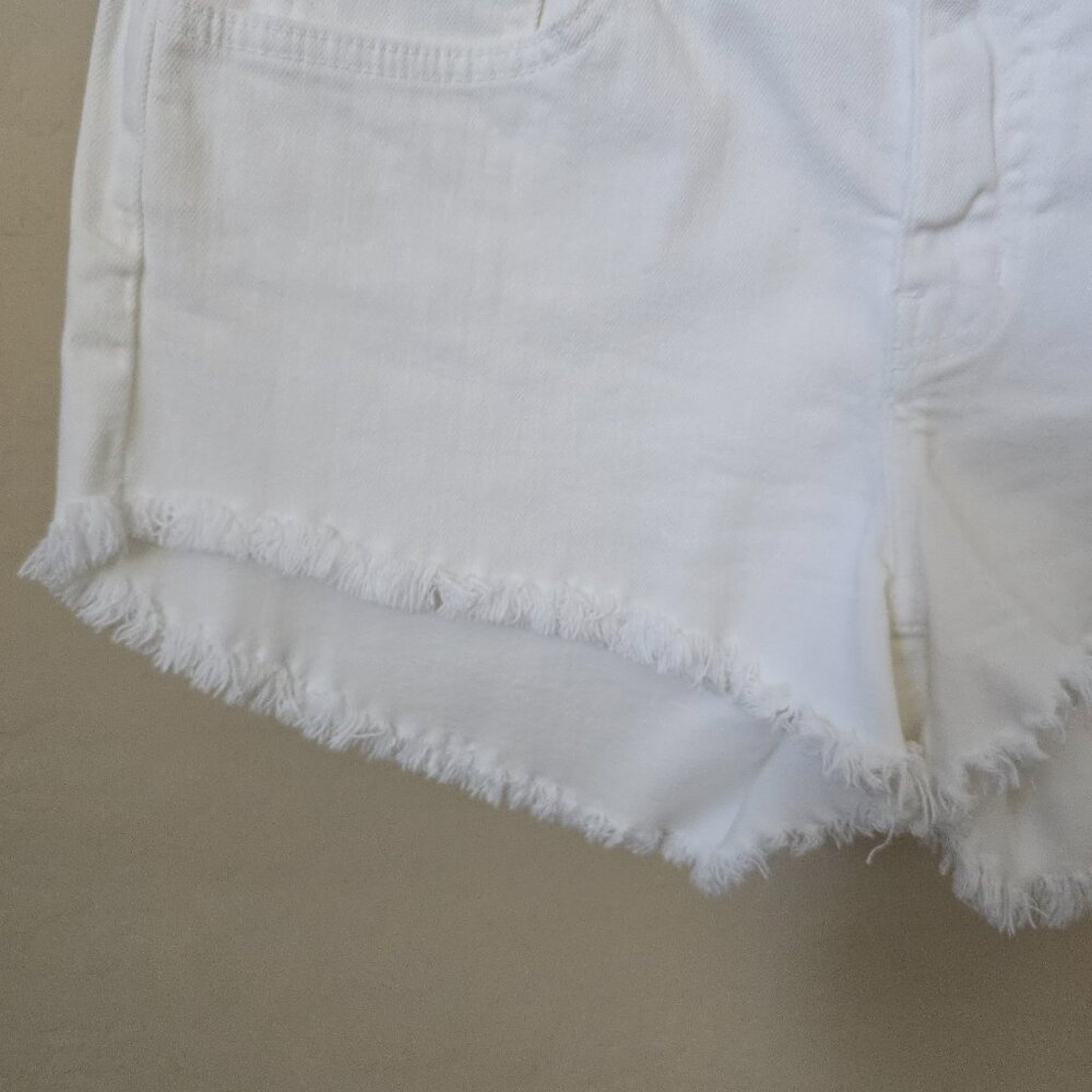 L'AGENCE Zoe White Frayed Cutoff Denim Shorts Size 27 Stretchy High Rise - Picture 4 of 15